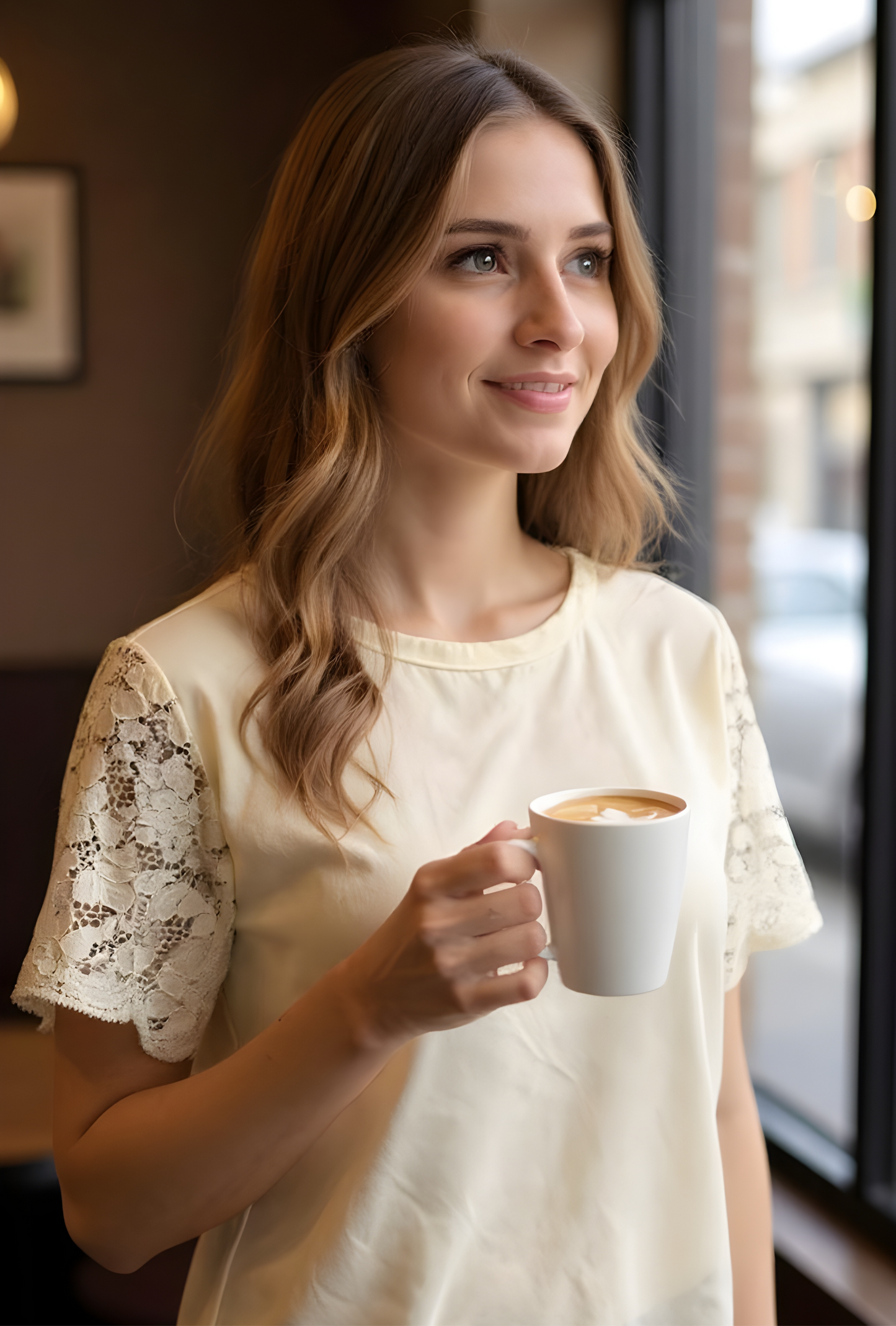 Blusa con mangas de encaje