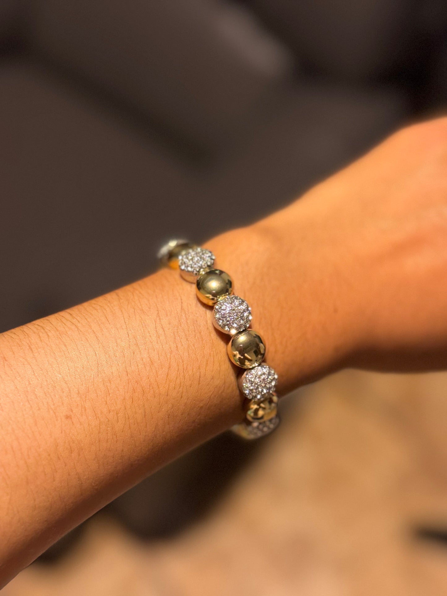 Pulsera estilo lunetas lisas y pavé