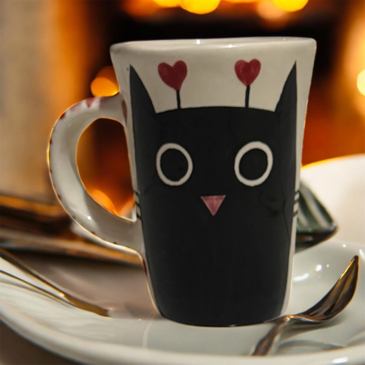 Taza alta gato negro